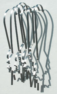 Der Anstoß / Kick Off, Stahlbänder auf Sperrholz / steel sheets on plywood, 80x100 cm